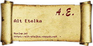 Alt Etelka névjegykártya